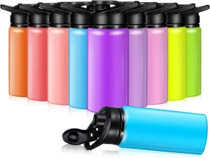 10 Pcs Reusable Aluminum Water Bottles Bulk Multicolor Outdoor Sports Water Bottles for Travel Gym Cycling Camping, Snap Lid