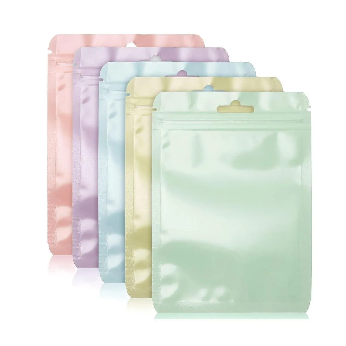 100pcs Macaron Colour Zip Lock Bags Transparent Seal Pouches