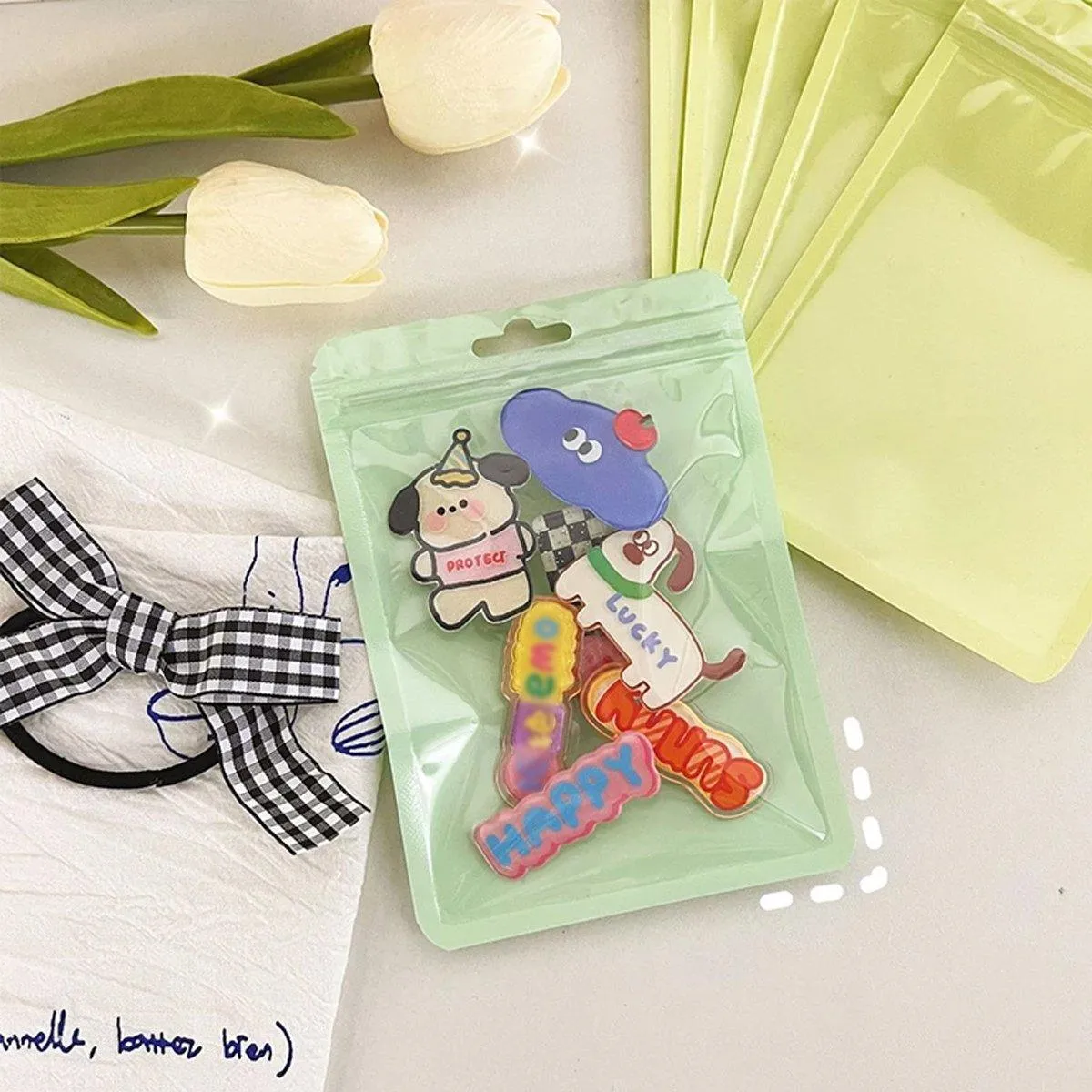 100pcs Macaron Colour Zip Lock Bags Transparent Seal Pouches
