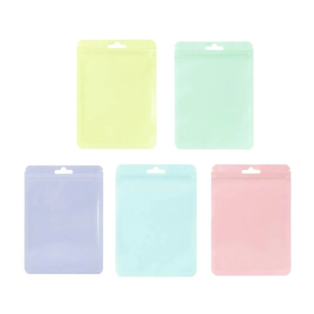 100pcs Macaron Colour Zip Lock Bags Transparent Seal Pouches