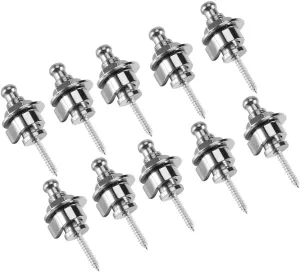 10Pcs Guitar Strap Locks, Round Head Strap Locks And Buttons Guitar Bass Schallerstyle Security Straplocks (Silver) Schaller Strap Locks Schaller Strap Locks