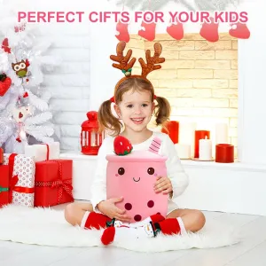 13.7‘’ Stuffed Plushies Bubble Tea Plush Toy Pillow Cute Milk Tea Plushie Pillow Food Toy for Baby/Kids/Toddler Great Gift for Birthday/Christmas (Green)
