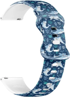 18mm Quick Release Soft Sillicone Sports Watch Band (Cute Sharks Fishes On) Replacement Rubber Strap Bracelet for Women, Men