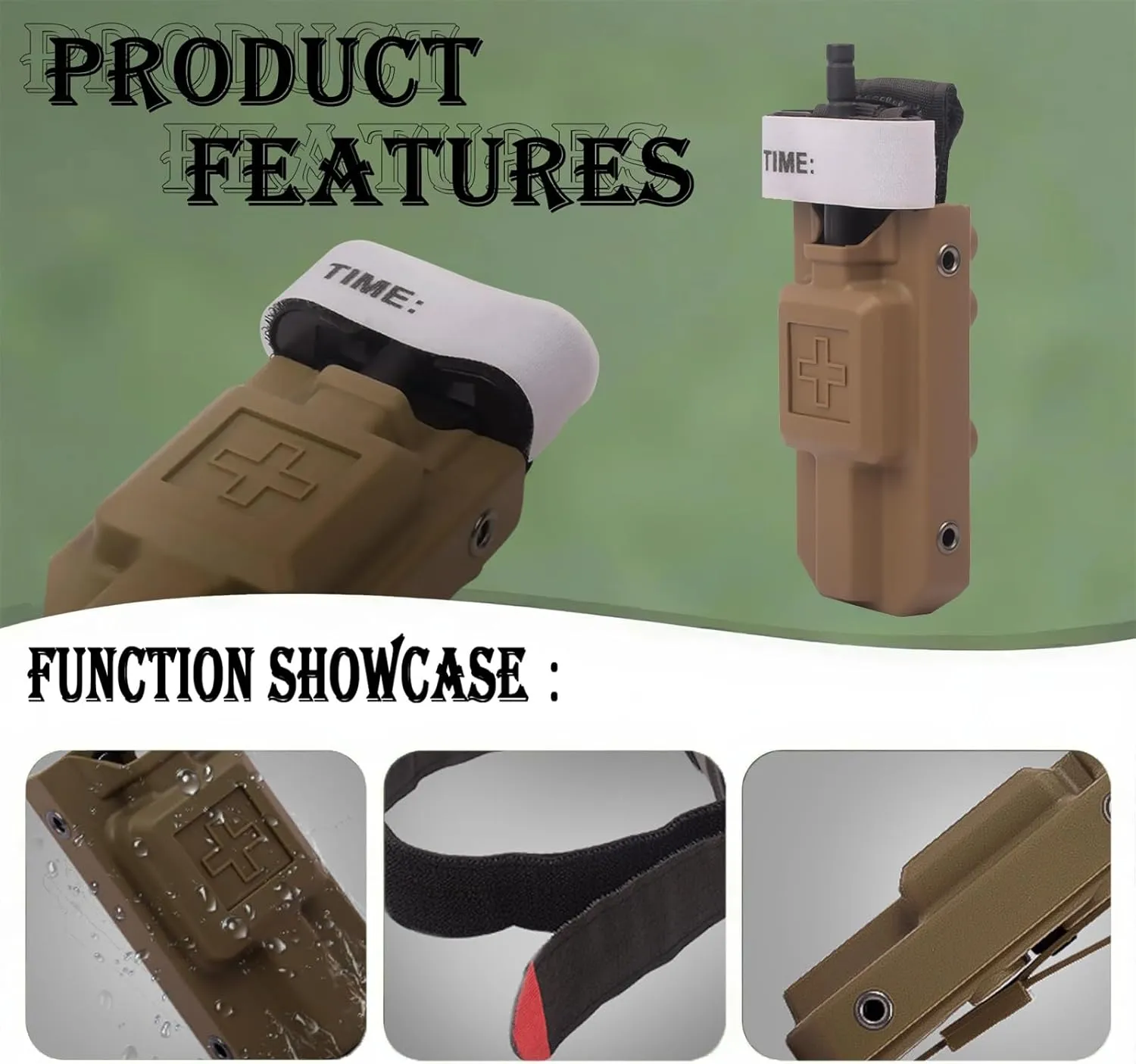 2-Pack Multi-Functional Tactical Tourniquet with Swivel Pouch Set, Nylon Emergency First Aid Kit for Arterial Bleeding Control