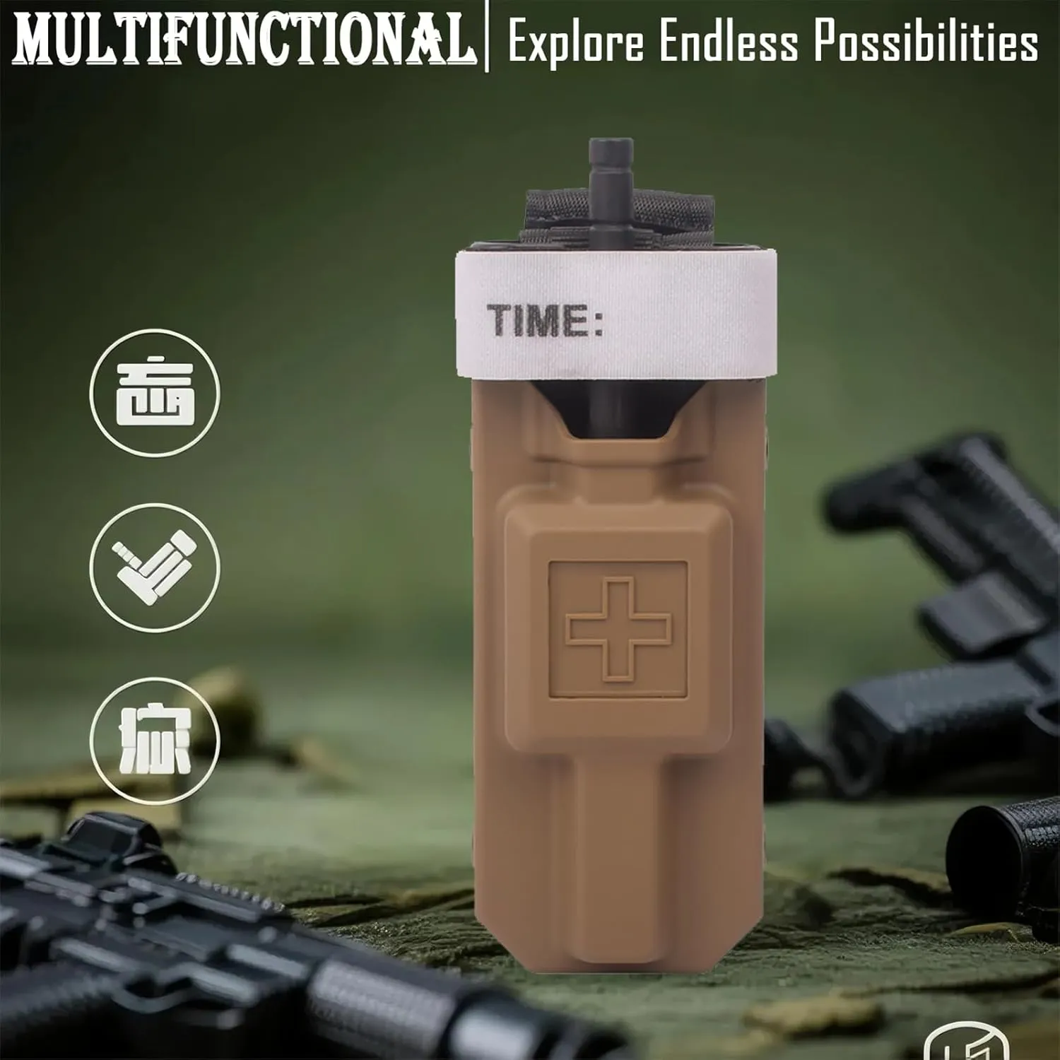 2-Pack Multi-Functional Tactical Tourniquet with Swivel Pouch Set, Nylon Emergency First Aid Kit for Arterial Bleeding Control
