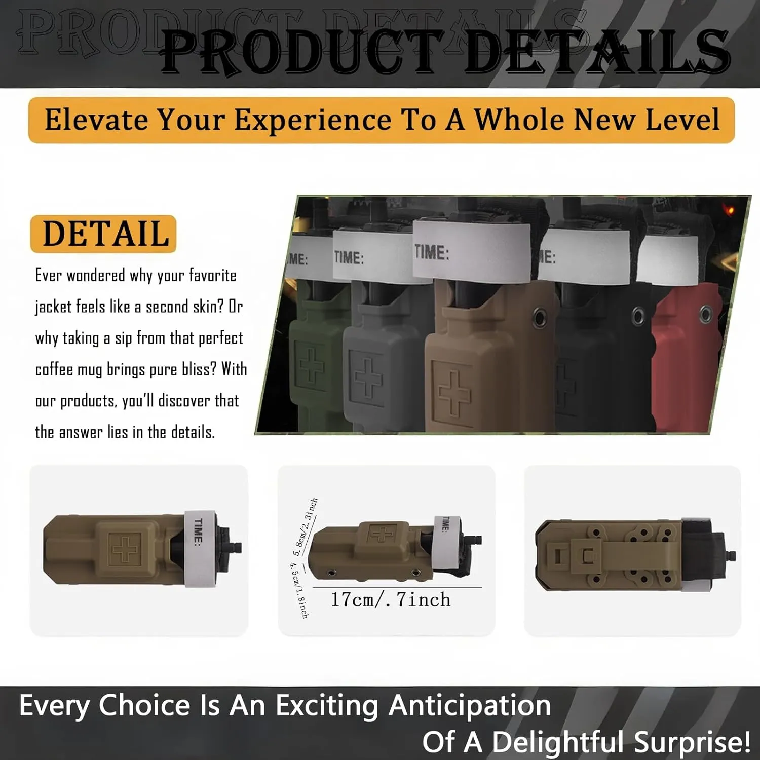 2-Pack Multi-Functional Tactical Tourniquet with Swivel Pouch Set, Nylon Emergency First Aid Kit for Arterial Bleeding Control