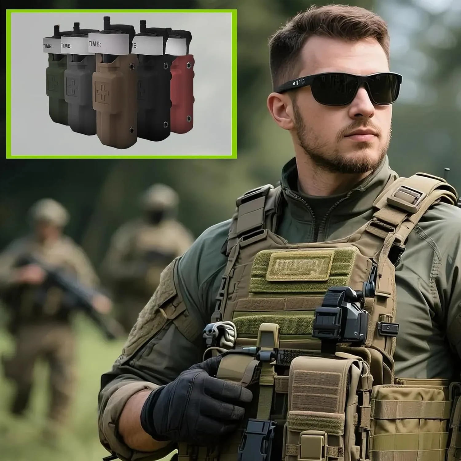2-Pack Multi-Functional Tactical Tourniquet with Swivel Pouch Set, Nylon Emergency First Aid Kit for Arterial Bleeding Control