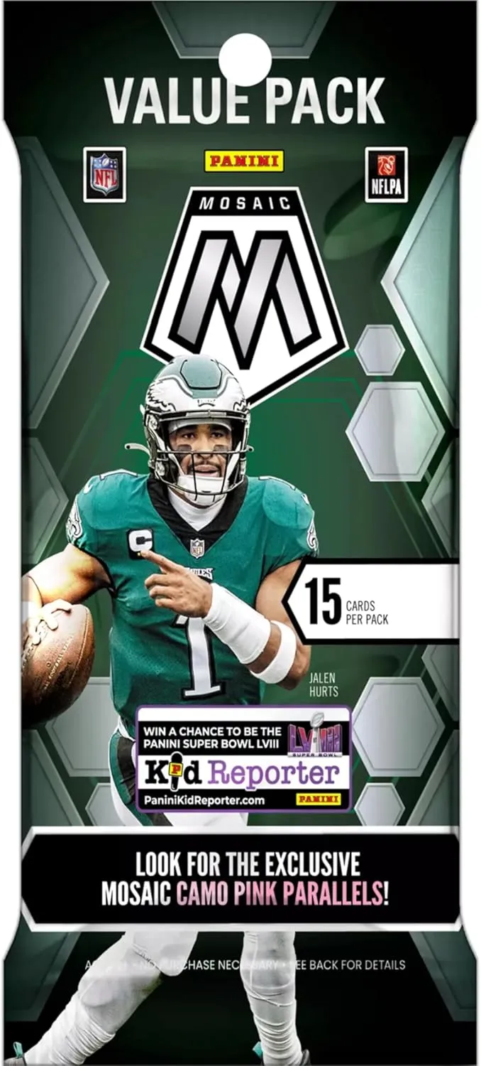2023 Panini Mosaic Football Card Cello Value Pack - 15 Trading Cards per Pack