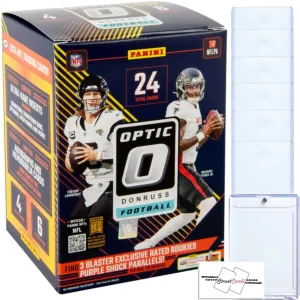 2024 Panini Donruss Optic Football Blaster Box with 24 Trading Cards   6 Toploaders   Magnetic Holder   StreetCards Magnet!