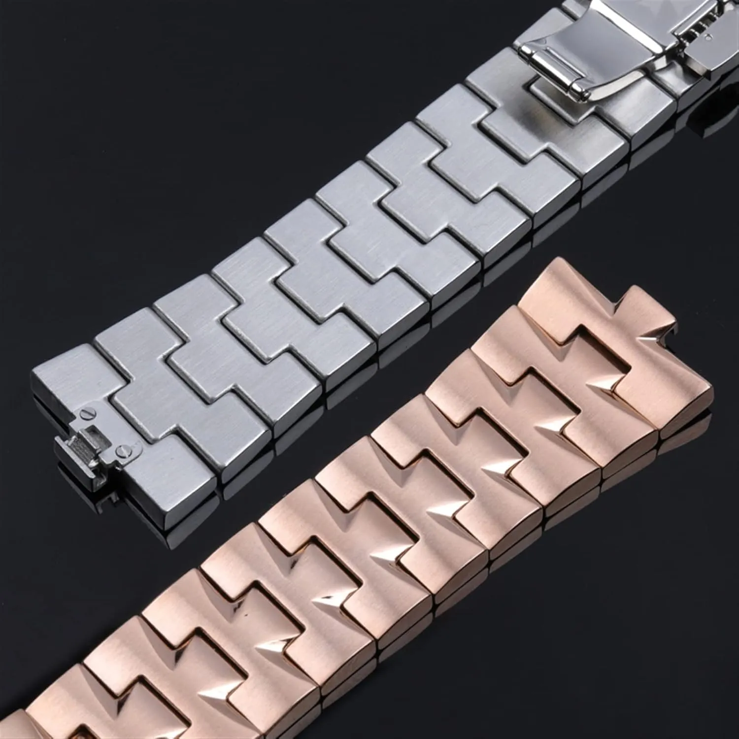 24mm 7mm 8mm Quick Release Connection Stainless Steel Bracelet Watch Band for VACHERON CONSTANTIN Strap Watchband Overseas (Color : Rose Gold, Size : 24x7mm)