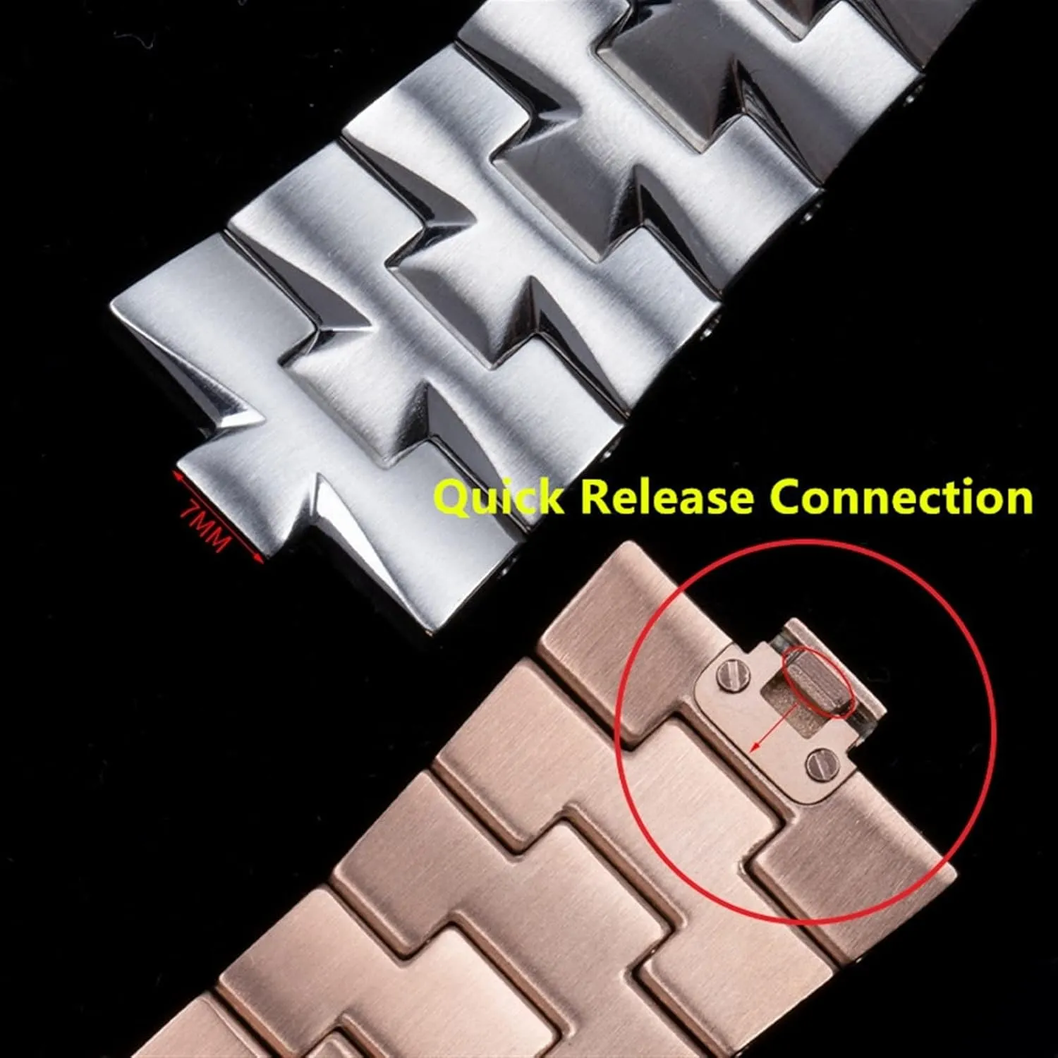 24mm 7mm 8mm Quick Release Connection Stainless Steel Bracelet Watch Band for VACHERON CONSTANTIN Strap Watchband Overseas (Color : Rose Gold, Size : 24x7mm)
