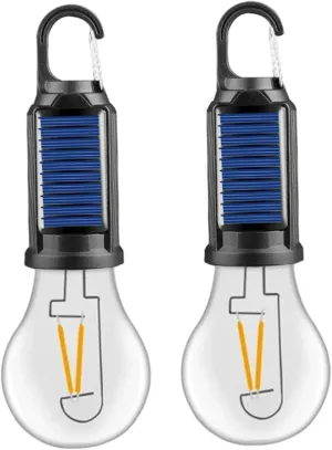 2Pcs Solar Camping Lights Portable Waterproof Multi-functional Retro Solar Tent Lights with Hook for Outdoor Camping/ #