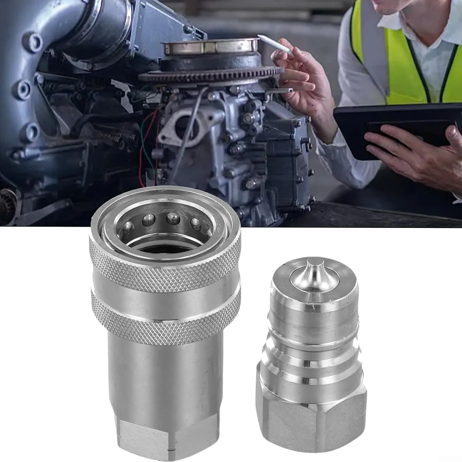 304 Stainless Steel Barb Hose Fitting, ISO A Hydraulic Quick Connect Coupling NPT, 1/2" Hose Barb X 3/8" NPT Thread, Pipe Connector Adapter Quick Fittings For Bore Air Water Connecting (NPT-3/4)