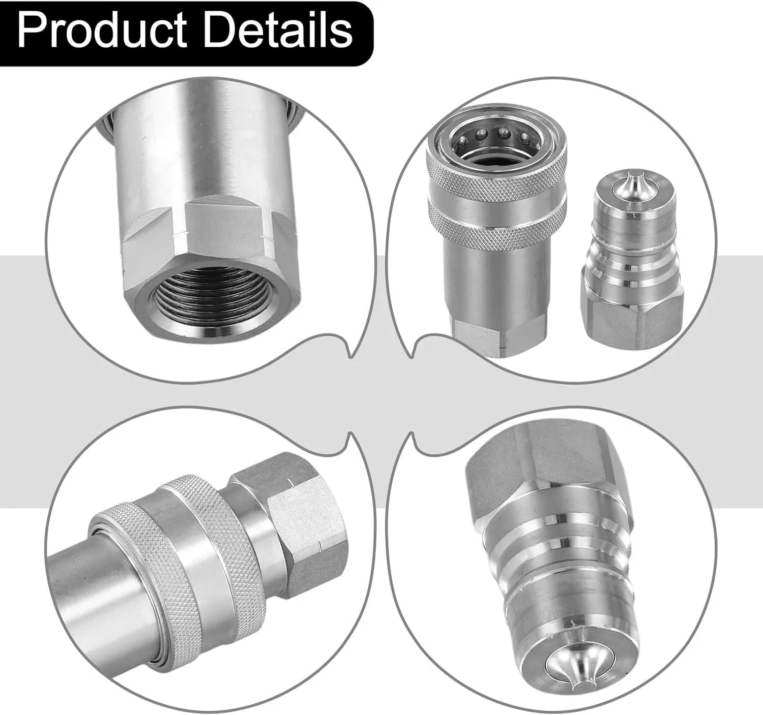 304 Stainless Steel Barb Hose Fitting, ISO A Hydraulic Quick Connect Coupling NPT, 1/2" Hose Barb X 3/8" NPT Thread, Pipe Connector Adapter Quick Fittings For Bore Air Water Connecting (NPT-3/4)