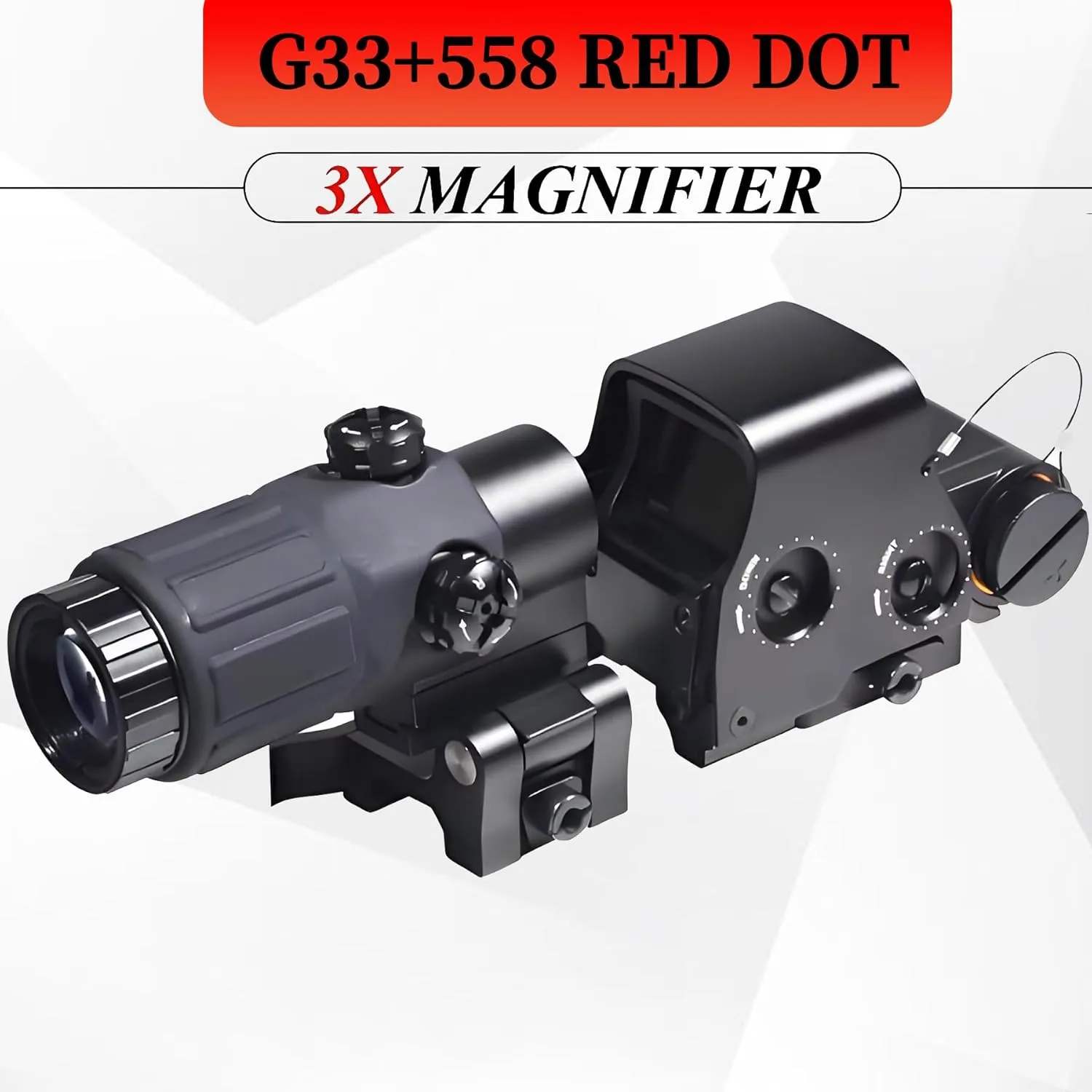 558 Holographic Sight Red Green Dot Reflex Scope with 3X 5X Magnifier Quick Release Mount