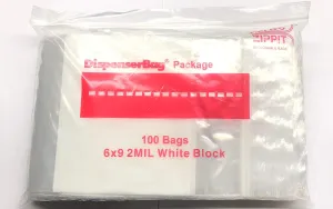 6 x 9 White Block 2mil Ziplock Bags 1000PC