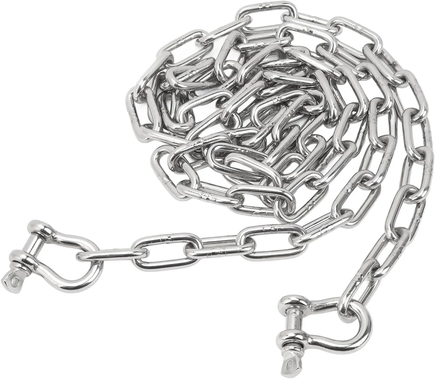 6.6ft Anchor Lead Chain,Marine 316 Stainless Steel Central Ring Anchor Chain,Marine Anchor Chain with Double 5/16in Shackle Link Ends for Ship Yachts