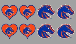 8 Piece 4-Heart 4-Bronco Head Officially Licensed Waterless Peel & Stick Temporary Spirit Tattoos