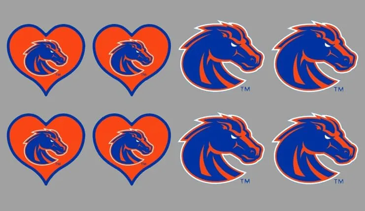 8 Piece 4-Heart 4-Bronco Head Officially Licensed Waterless Peel & Stick Temporary Spirit Tattoos
