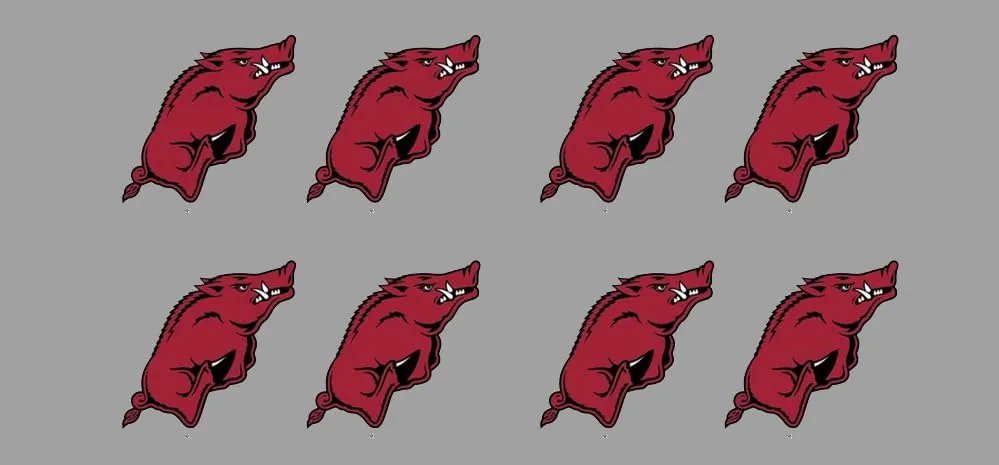 8 Piece Arkansas Officially Licensed Waterless Peel & Stick Temporary Spirit Tattoos 8PK Pig Tusk