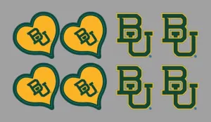 8 Piece Baylor Officially Licensed Waterless Peel & Stick Temporary Spirit Tattoos 8PK Heart Logo