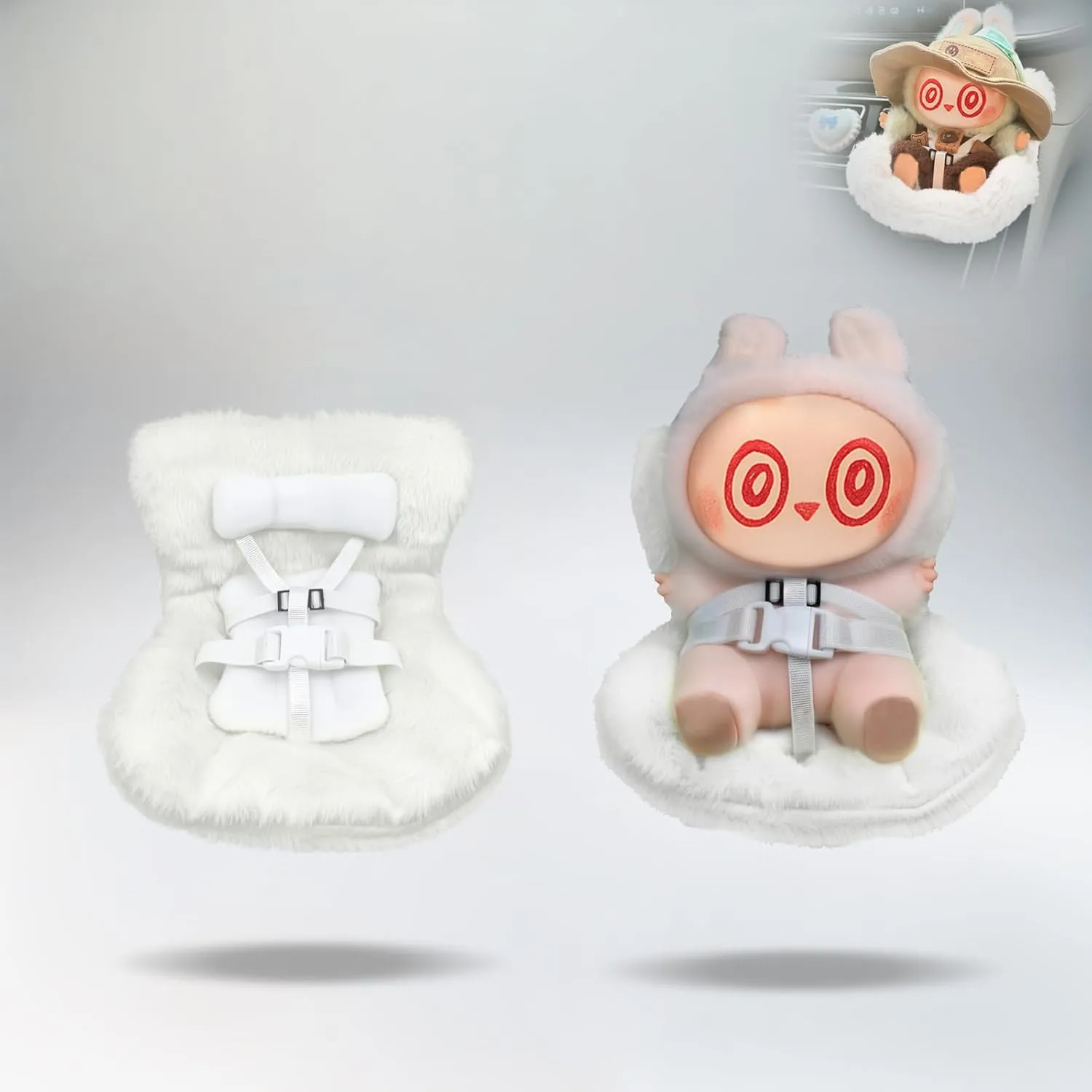 Accessories for Dolls,Car Plush Doll Sofa, Perfect for Car Decoration and Display Doll,Protect Dolls,Toy car seat Sofa Suitable for Doll Display（No Dolls） (White)