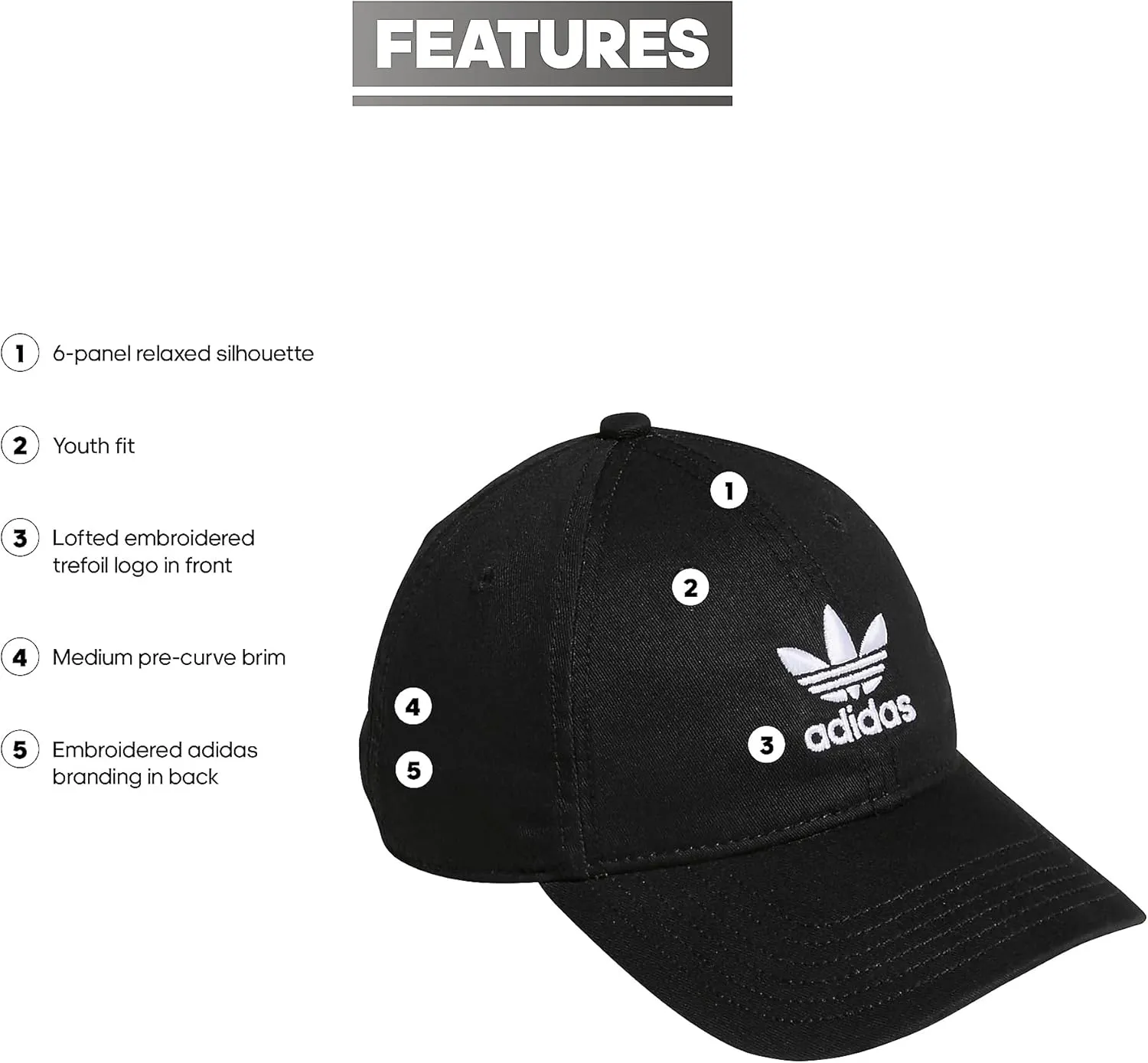 adidas Originals Kids-Boy's/Girl's Washed Cotton Relaxed Fit Strapback Cap