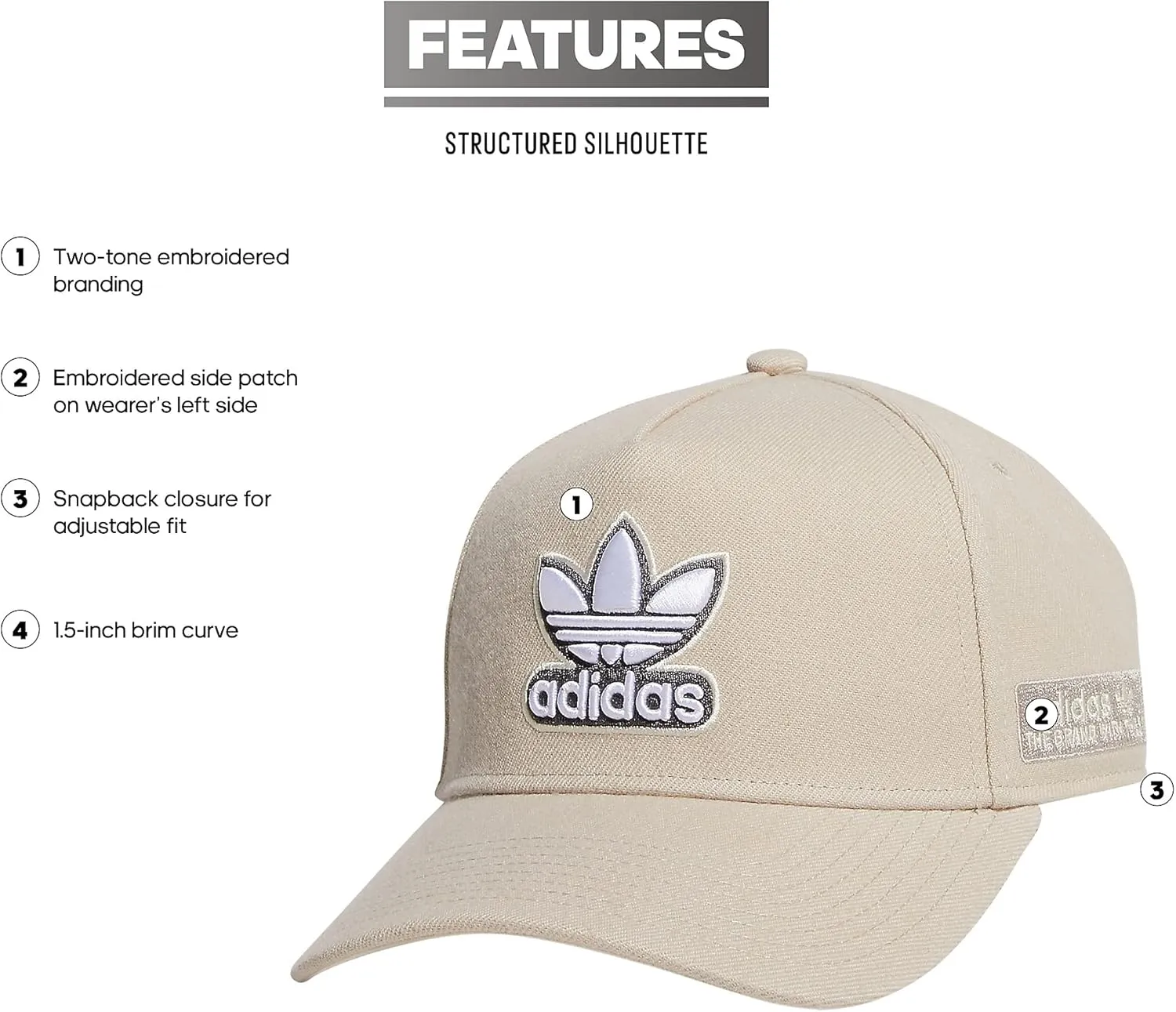 adidas Originals Men's A-Frame 5 Panel High Crown Structured Snapback Hat