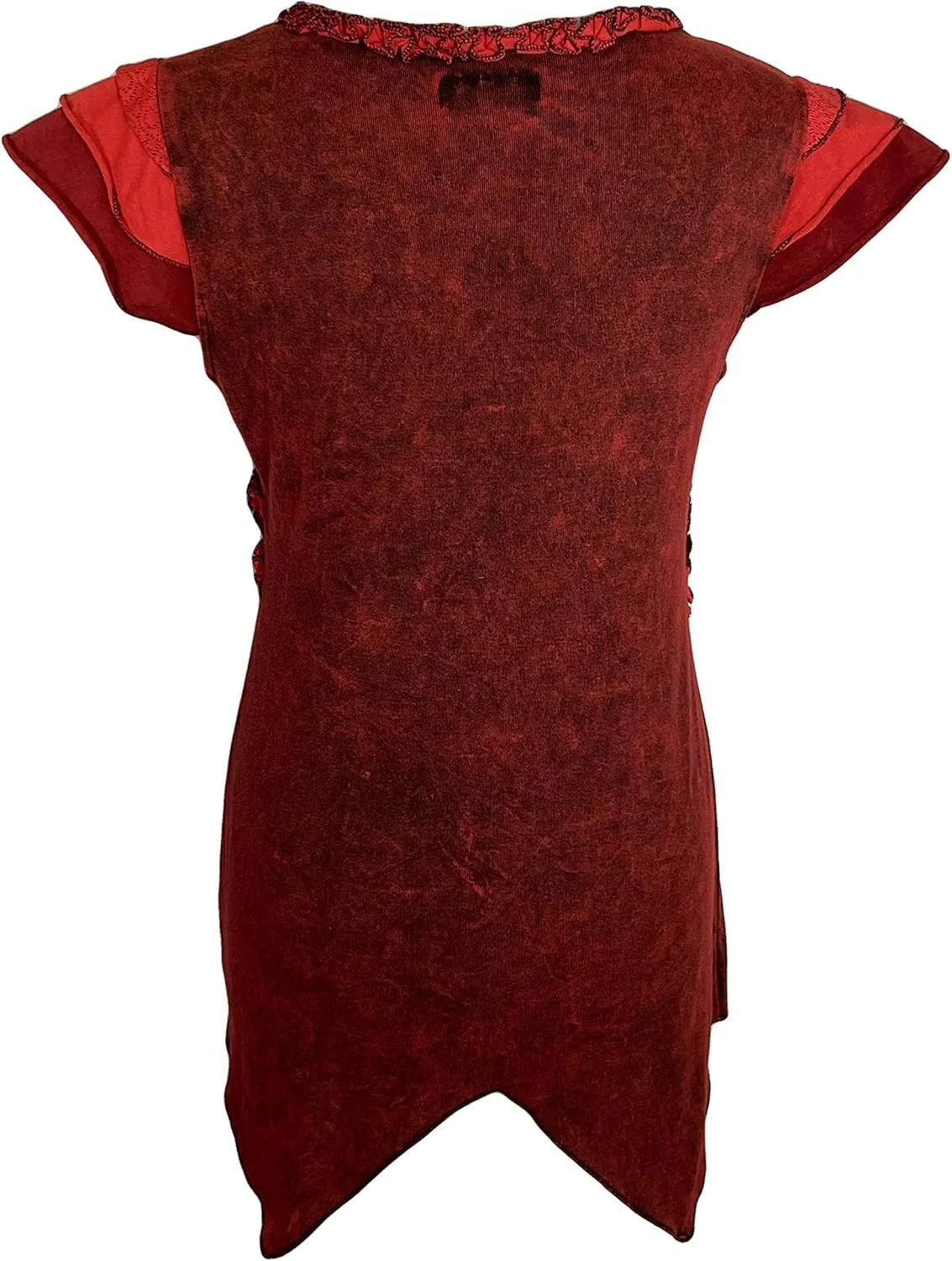 Agan Traders 2025 Boho Knit Cotton Stretchy Cap Sleeve Embroidered Tops for Women - Asymmetrical Hem Tunic Women's Blouses