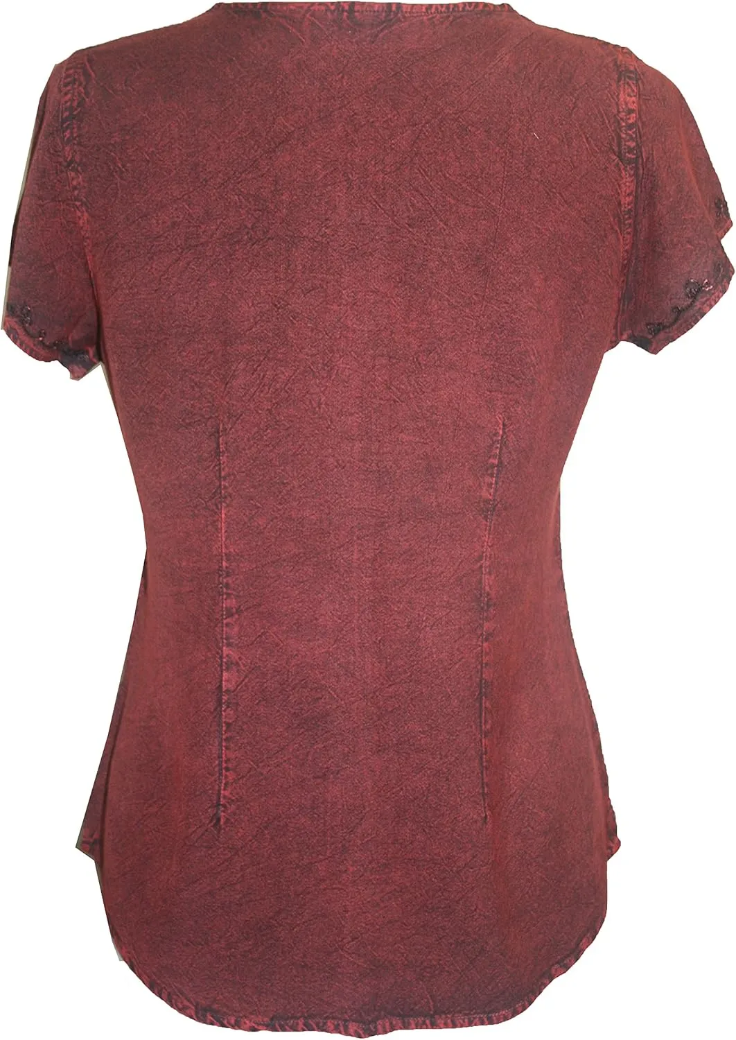 Agan Traders 2025 Summer Medieval Bohemian Tops - Light Weight Button Down Cap Sleeve Embroidered Blouses for Women