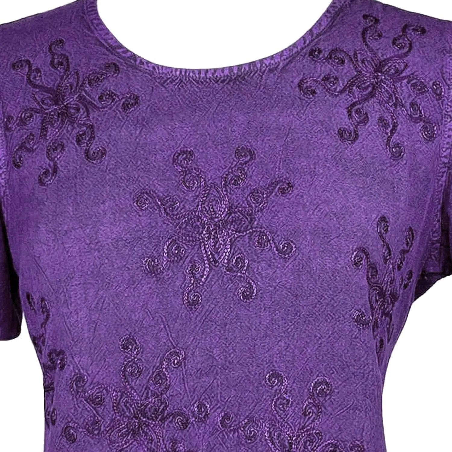 Agan Traders 2025 Summer Medieval Vintage Round Neck Women's Blouses - Short Sleeve Embroidered Tops for Women