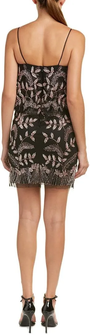 Aidan Mattox Women's Pop Over Floral Beaded Dress