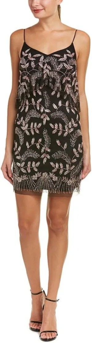 Aidan Mattox Women's Pop Over Floral Beaded Dress