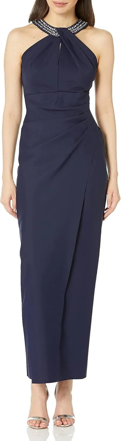Alex Evenings Women's Slimming Long Side Ruched Mother of The Bride Dress W/Cascade Ruffle Skirt (Petite and Regular Sizes)