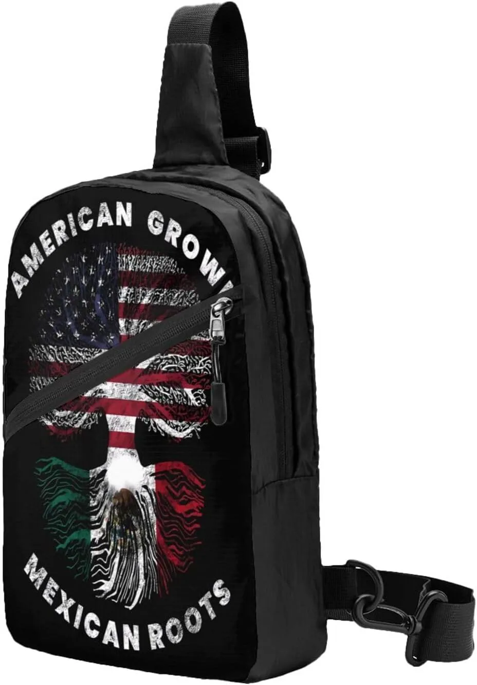 American Grown Mexican Roots Portable Crossbody Bag Foldable Sling Bags Sports Gym Chest Daypack Reusable Shoulder Backpack Casual Diagonally Rucksack Fanny Packs