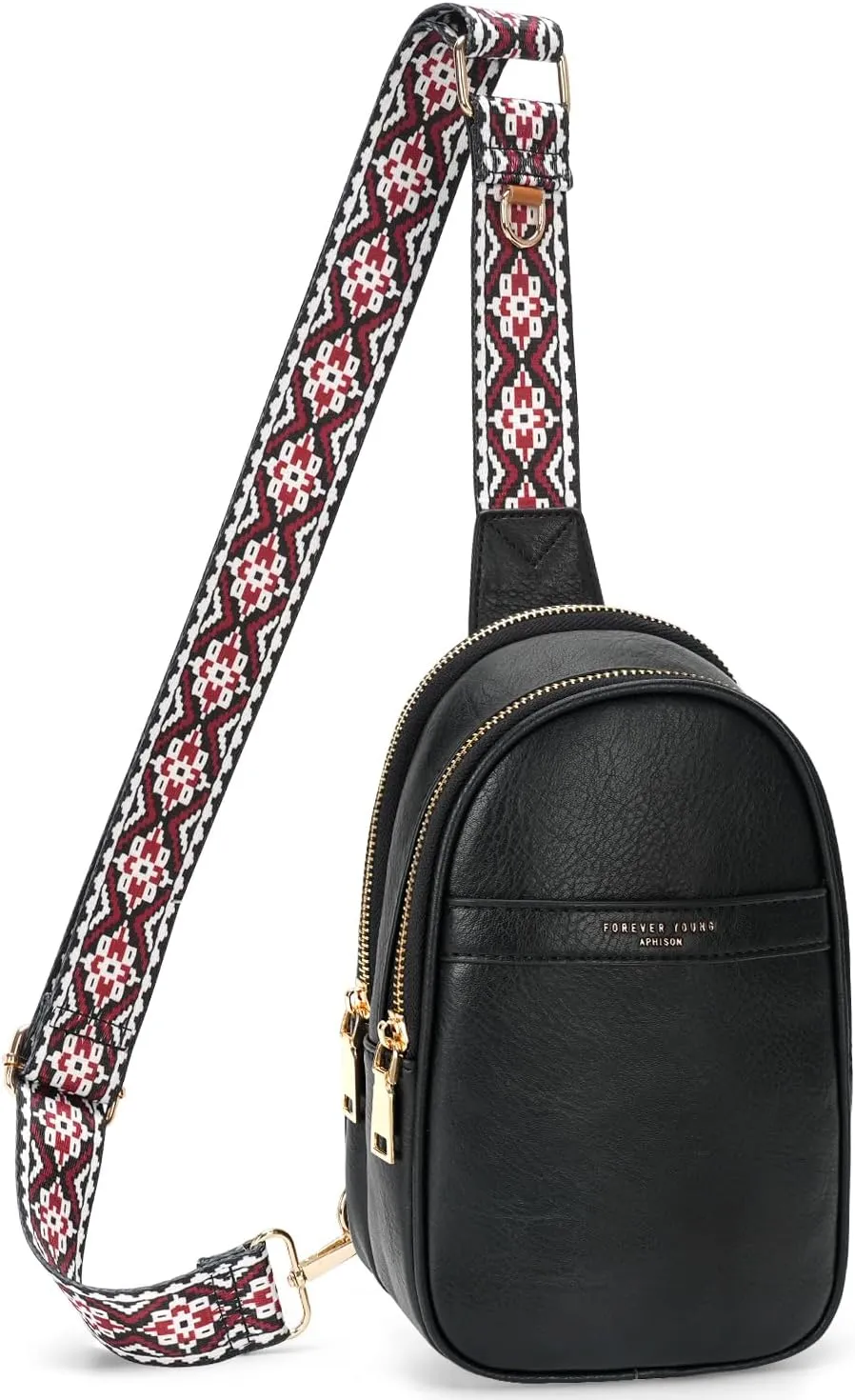 APHISON Small Sling Bag Fanny Packs Cell Phone Purse Vegan Leather Crossbody Bags for Women Chest Bag with Adjustable Strap Black