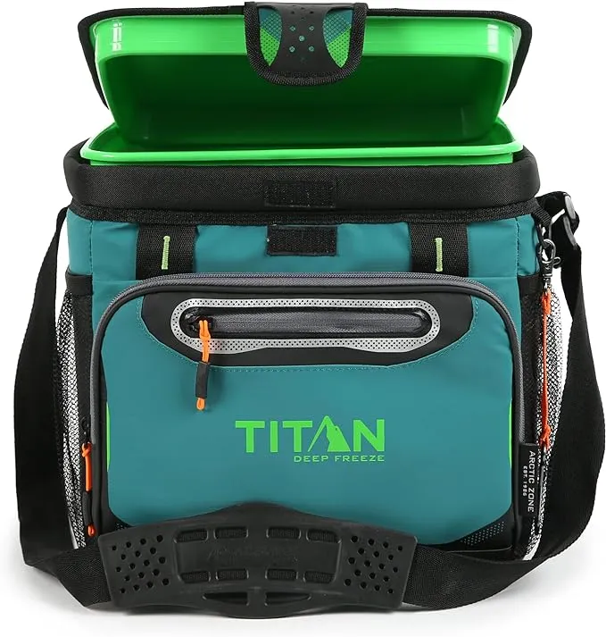 Arctic Zone Titan Deep Freeze Cooler - 16 Can Zipperless Hardbody Cooler - Moss Green Cooler with Deep Freeze Insulation, HardBody Liner, and SmartShelf