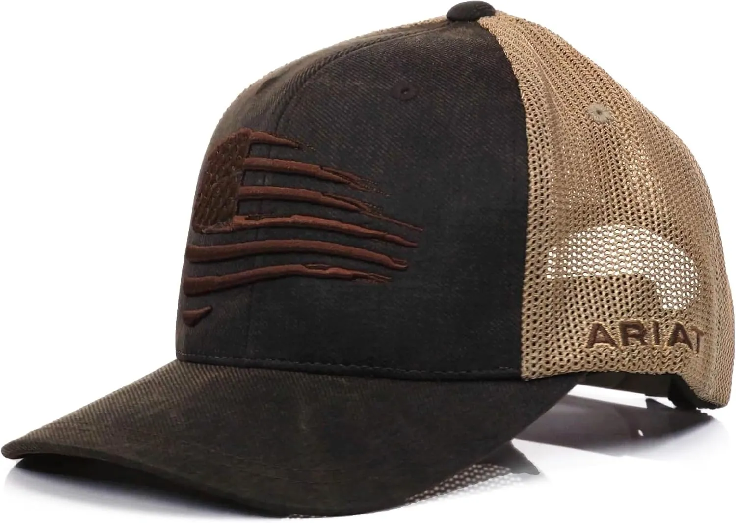 ARIAT Men's Embroidered Flag Snapback Cap, Brown