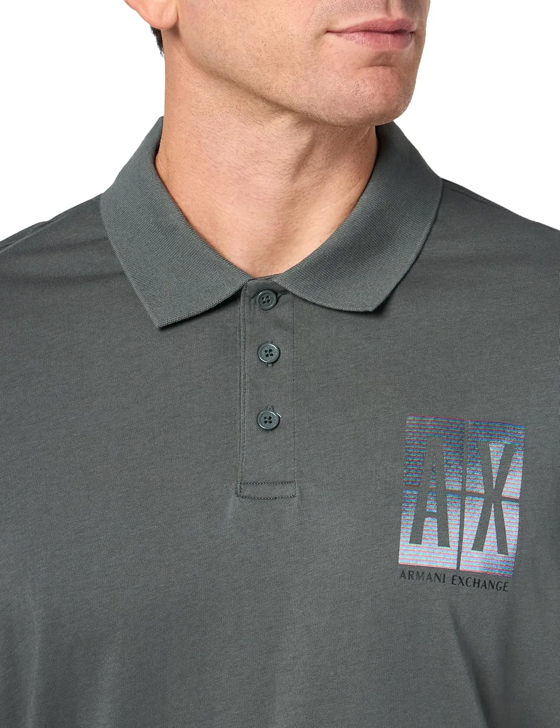 Armani Exchange Men's Loose Fit Colored Box Logo Polo