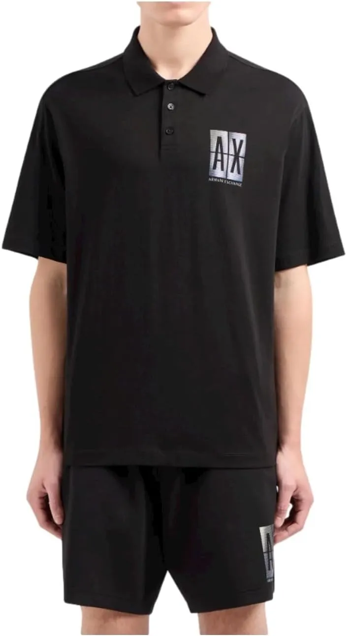 Armani Exchange Men's Loose Fit Colored Box Logo Polo