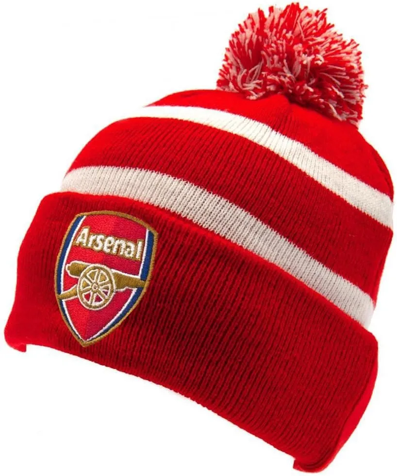 Arsenal English Premier League Red/White Knitted Ski Bobble Hat - Authentic EPL