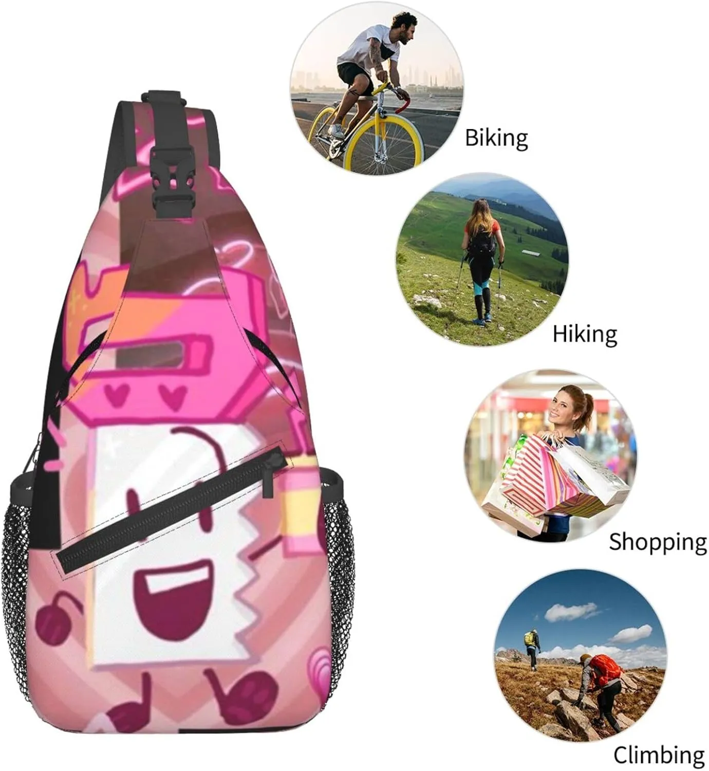 B-fdi Fashion Casual Crossbody Bag Chest Bag Sling Bag Travel Daypack For Women Men Black