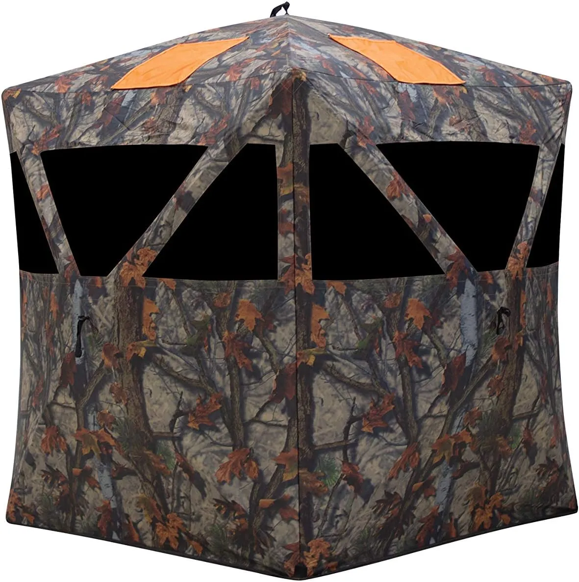 Barronett Blinds® Road Runner, Portable Hunting Blind, Pop-Up Hub Blind, Zipperless Windows, Lightweight, 2-Person, Bloodtrail® Woodland, 67” x 71” x 71”, RR200BT
