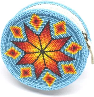 Beaded Coin Pouch, Small Wallets, Colorful and Intricate Beaded Coin Purse for Storing Your Must-Have Essentials, Birthday Graduatiaon Gifts (Turquoise Blue Star)