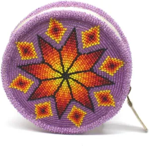 Beaded Coin Purse for Women, Seed Beads Change Pouch, Native American Style Coin Wallet, Handmade Beaded Coin Purse. (Purple)