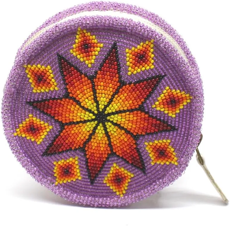 Beaded Coin Purse for Women, Seed Beads Change Pouch, Native American Style Coin Wallet, Handmade Beaded Coin Purse. (Purple)