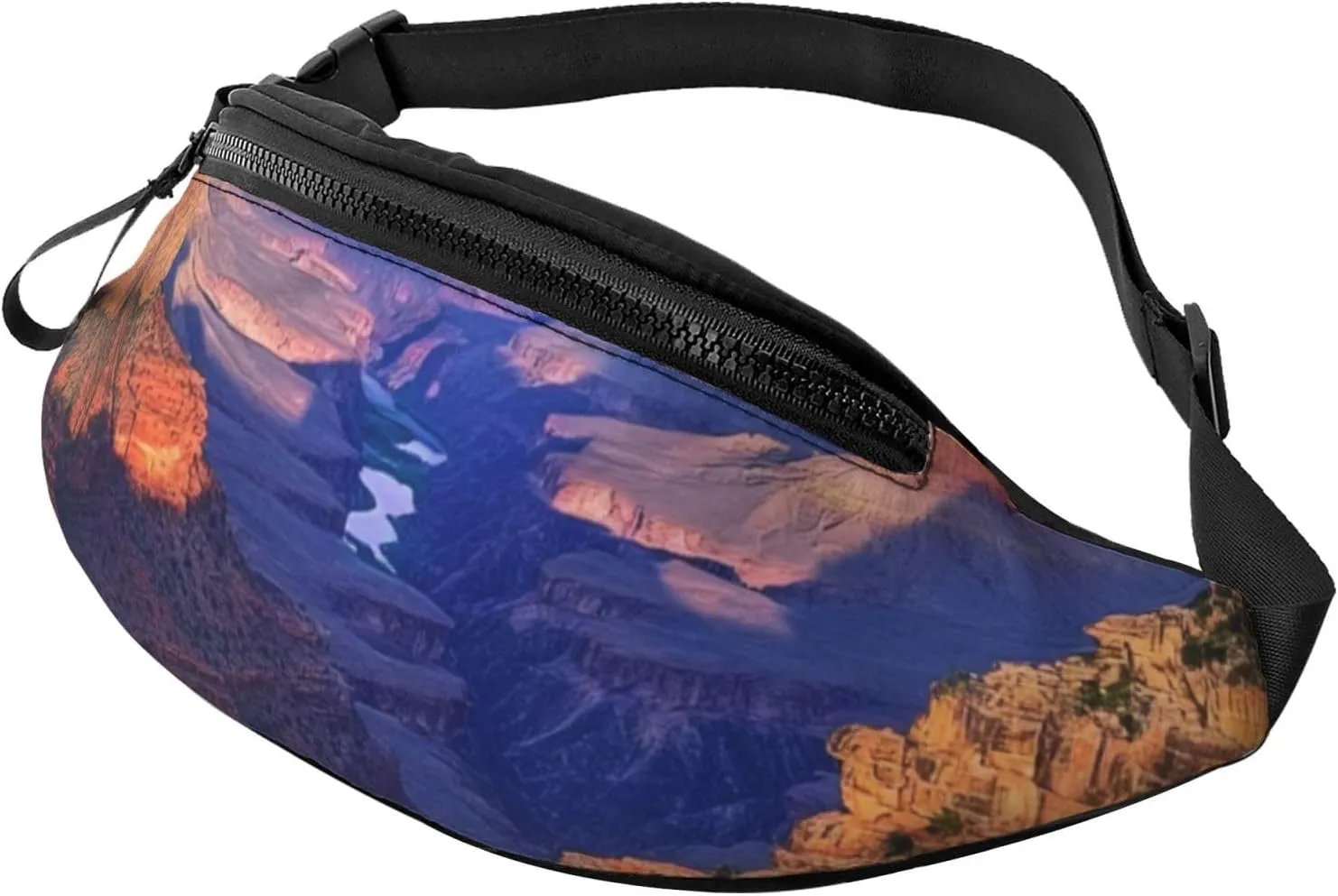 Beauty Grand Canyon Printed Bumbag Waist Bag for Men Women Adjustable Belt Fanny Pack with Headphone Hole for Travel,Hiking,Sport,Cycling, Black, One Size, Hiking Backpack
