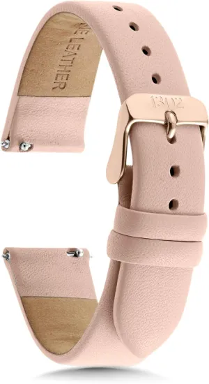 Black Leather Watch Band - Quick Release 18mm, 20mm, 22mm Easy Interchangeable Strap