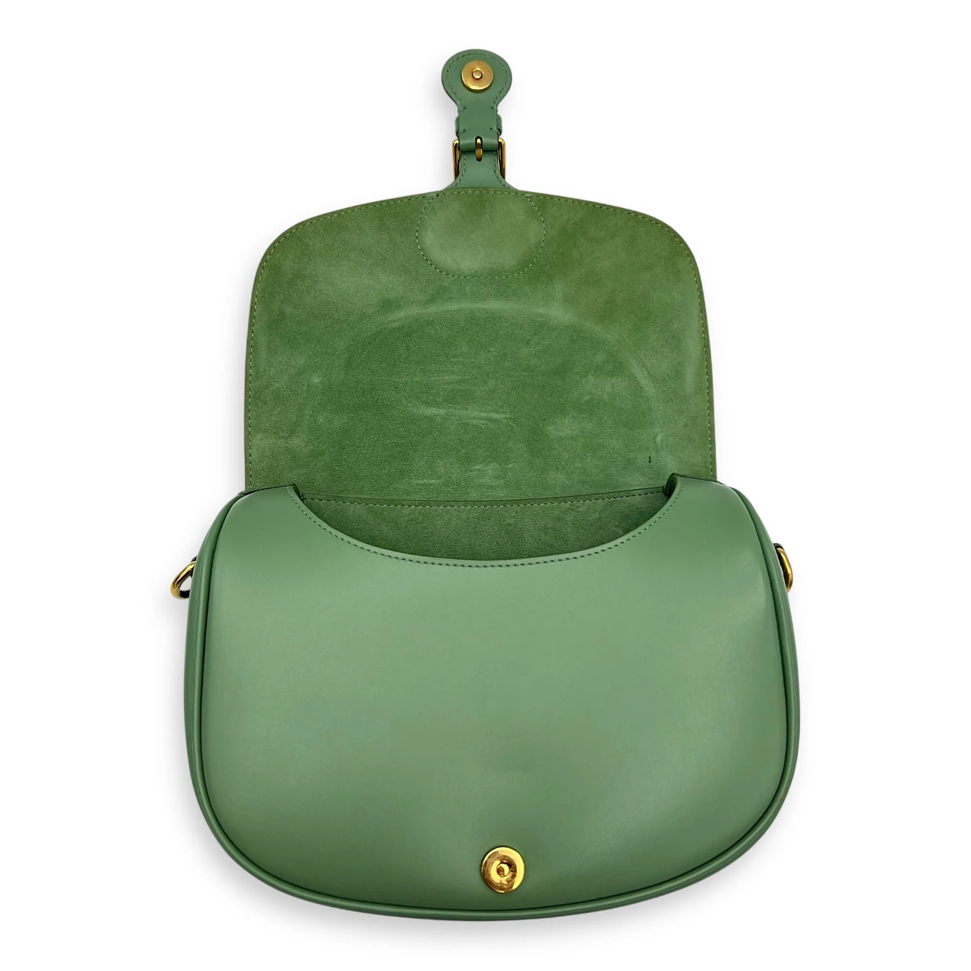 Bobby Crossbody Bag Green in Calfskin, Gold hardware