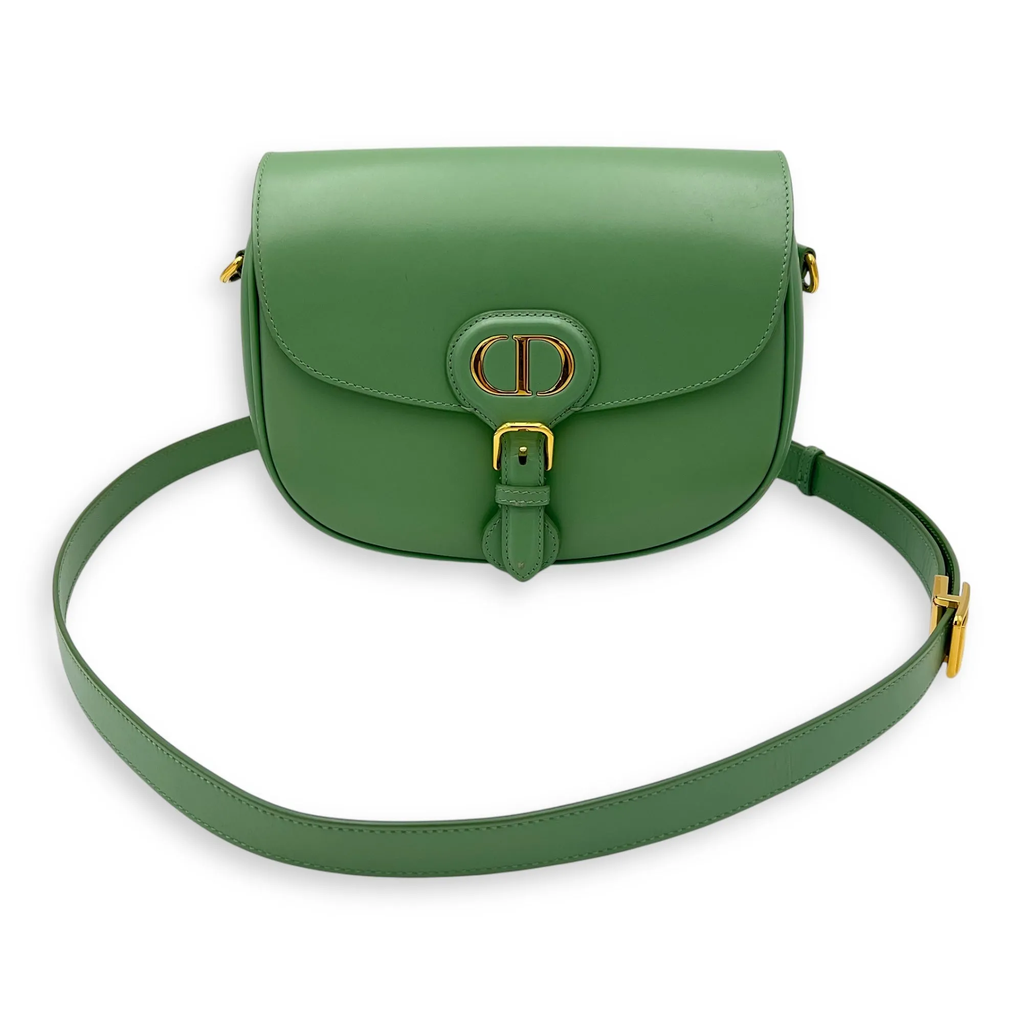 Bobby Crossbody Bag Green in Calfskin, Gold hardware